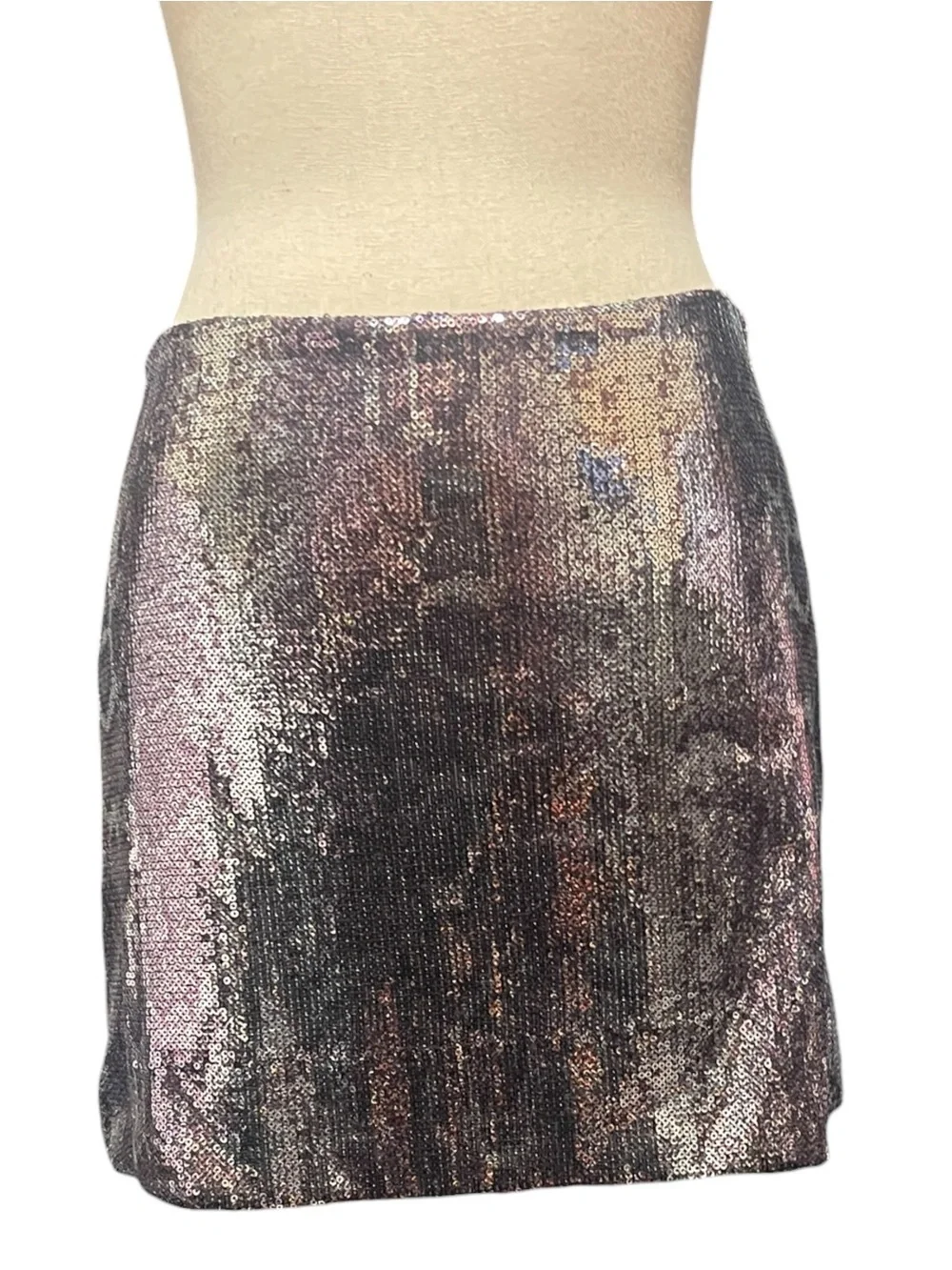 Oh Boy! Snakeskin Print Sequin Party Event Cocktail Mini Skirt Women's Large‎